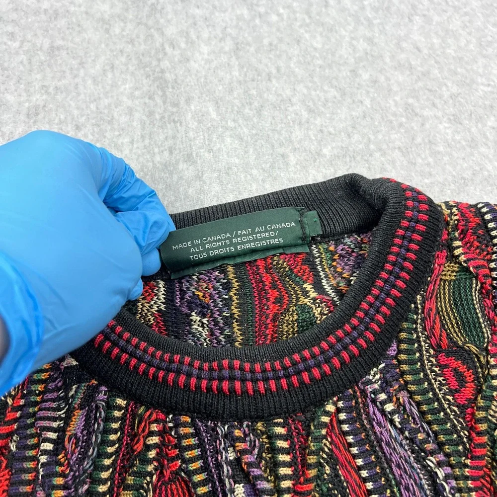 VTG Tundra Sweater Men's‎ XL Multi Chunky 3D Knit Textured Coogi Crew Sweater - Picture 3 of 10